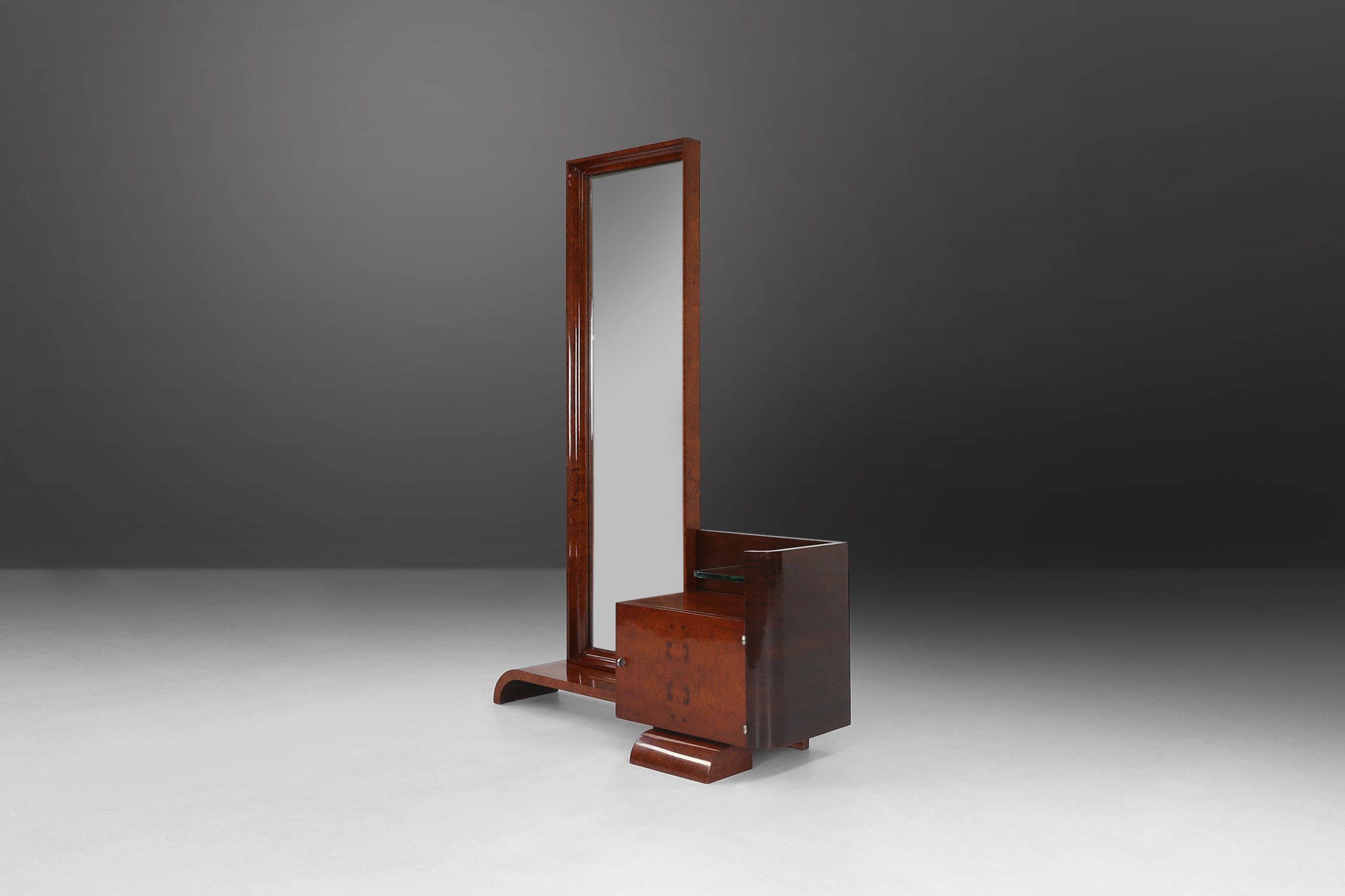 Art Deco Dressing Mirror by De Coene in Walnut Veneer, Belgium 1930sthumbnail
